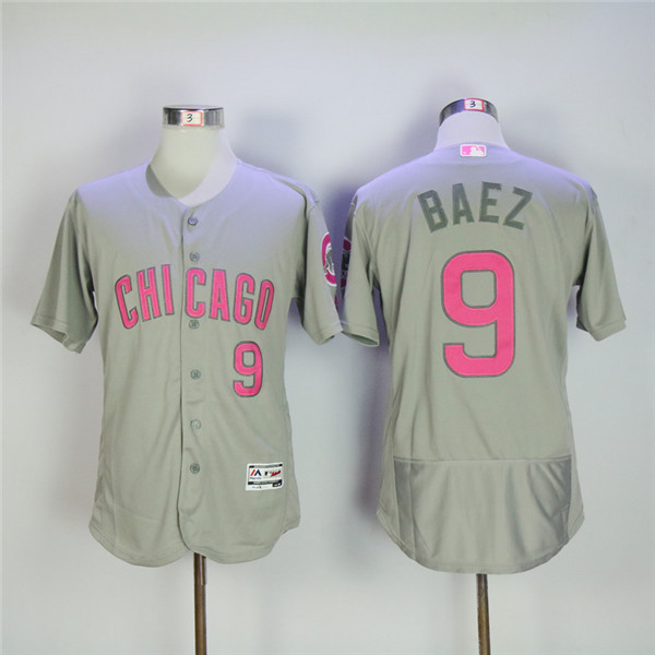 MLB Chicago Cubs 9 Javier Baez Gray Pink Flexbase Baseball Jerseys