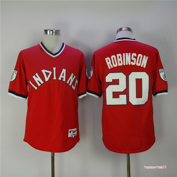 MLB Cleveland Indians 20 Frank Robinson Red Pullover Throwback Baseball Jerseys