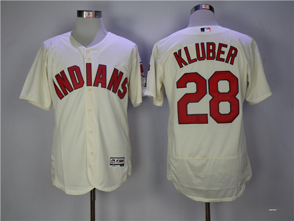 MLB Cleveland Indians 28 Corey Kluber Beige Flexbase Baseball Jerseys