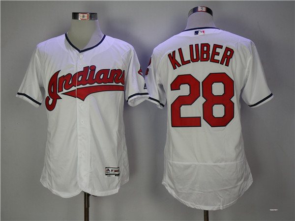 MLB Cleveland Indians 28 Corey Kluber White Flexbase Baseball Jerseys