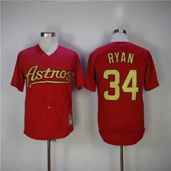 MLB Houston Astros 34 Nolan Ryan Red 2002 2012 Baseball Jerseys