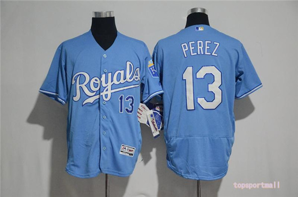 MLB Kansas City Royals 13 Salvador Perez Blue Flexbase Baseball Jersey