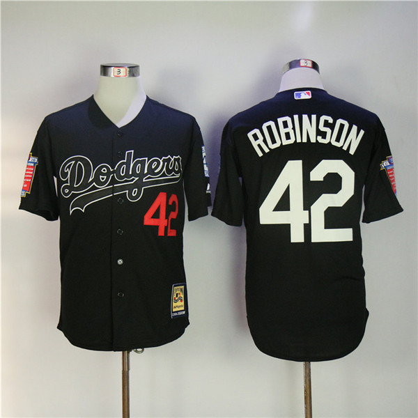 MLB Los Angeles Dodgers 42 Jackie Robinson Black Throwback Flexbase Baseball Jerseys