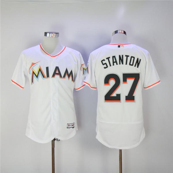 MLB Miami Marlins 27 Mike Stanton White Flexbase Baseball Jersey