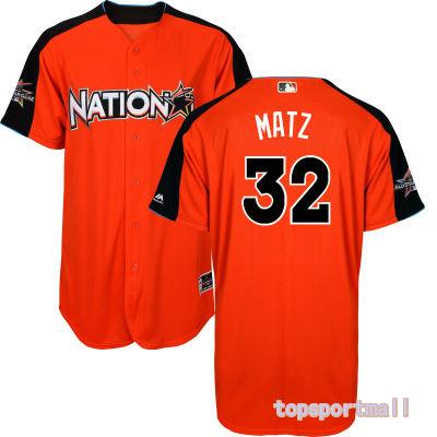 MLB National League 2017 All Star 32 Steven Matz Orange Baseball Jerseys