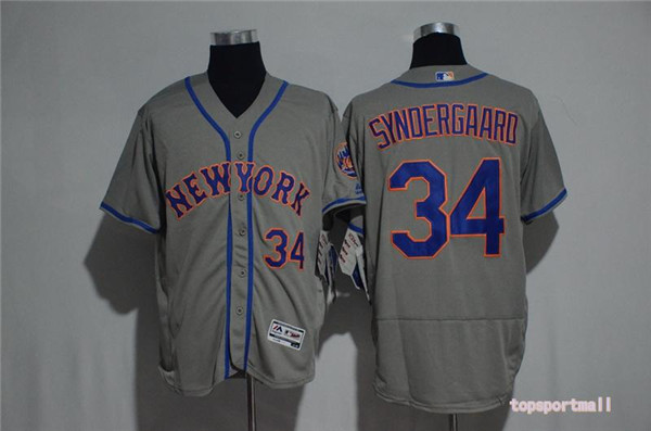 MLB New York Mets 34 Noah Syndergaard Gray Flexbase Baseball Jersey
