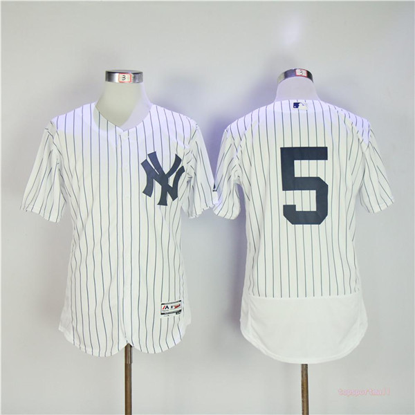 MLB New York Yankees 5 Joe DiMaggio White Pinstripe Flexbase Baseball Jerseys
