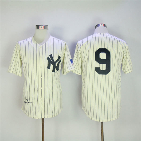 MLB New York Yankees 9 Roger Maris Biege 1951 Throwback Baseball Jerseys
