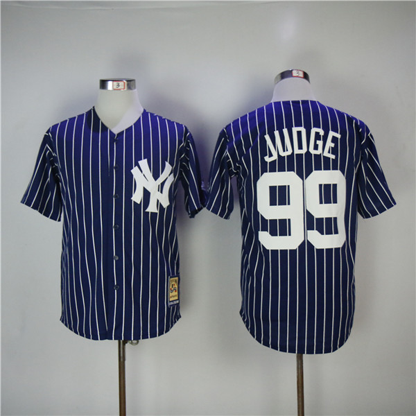 MLB New York Yankees 99 Aaron Judge Navy Blue 1973 Throwback Cool Base Baseball Jerseys