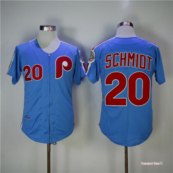 MLB Philadelphia Phillies 20 Mike Schmidt Blue 1983 Throwback Cool Base Baseball Jersey