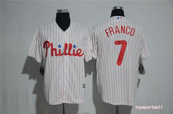 MLB Philadelphia Phillies 7 Maikel Franco White Cool Base Baseball Jersey