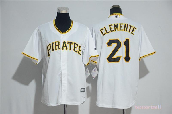 MLB Pittsburgh Pirates 21 Roberto Clemente White Cool Base Baseball Jersey
