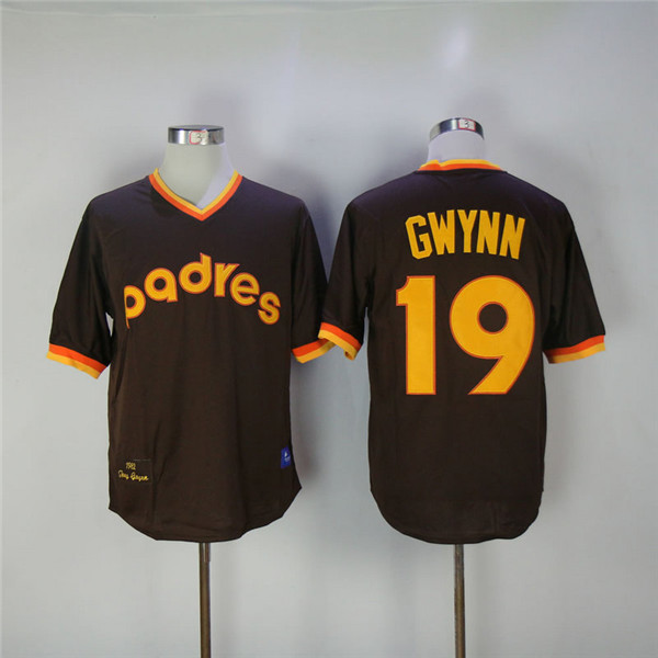 MLB San Diego Padres 19 Tony Gwynn Brown 1982 Throwback Baseball Jerseys