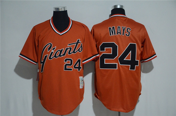 MLB San Francisco Giants 24 Willie Mays Orange Pullover Cool Base Baseball Jersey