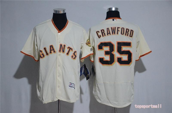 MLB San Francisco Giants 35 Brandon Crawford Beige Flexbase Baseball Jersey