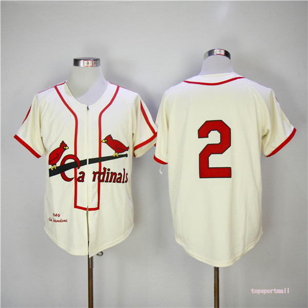 MLB St  Louis Cardinals 2 Red Schoendienst Beige 1946 Throwback Cool Base Baseball Jersey