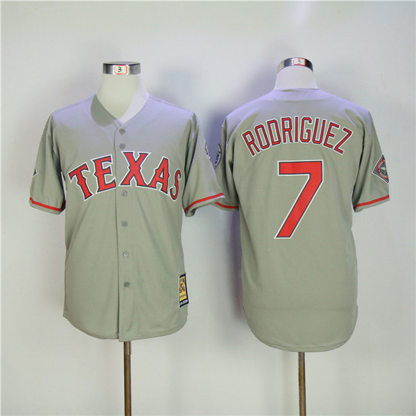 MLB Texas Rangers 7 Ivan Rodriguez Gray Throwback Baseball Jerseys