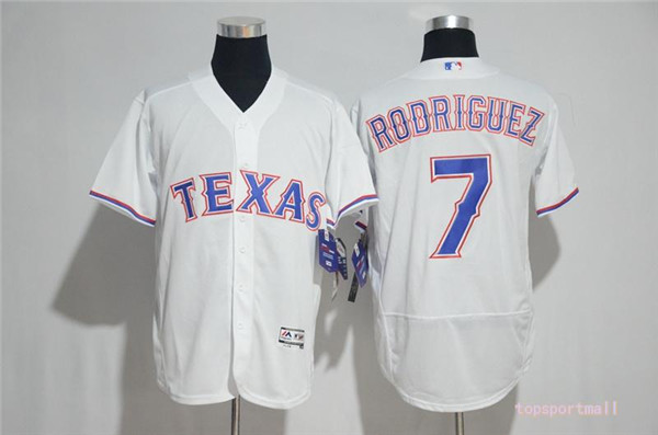 MLB Texas Rangers 7 Ivan Rodriguez White Flexbase Baseball Jerseys