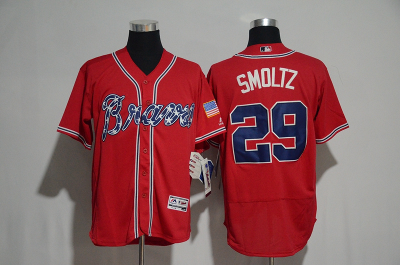 Majestic Atlanta Braves 29 John Smoltz Red Flexbase Authentic Collection MLB Jersey