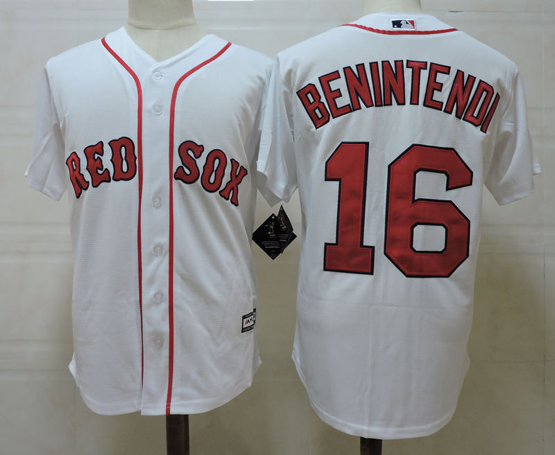 Majestic Boston Red Sox 16 Andrew Benintendi Replica White Alternate Cool Base MLB Jersey