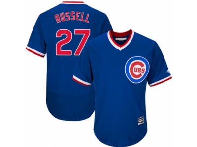 Majestic Chicago Cubs 27 Addison Russell Replica Royal Blue Cooperstown Cool Base MLB Jersey