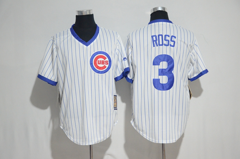 Majestic Chicago Cubs 3 David Ross Replica Royal White Cooperstown Cool Base MLB Jersey