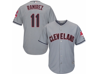 Majestic Cleveland Indians #11 Jose Ramirez Authentic Grey Road Cool Base MLB Jersey