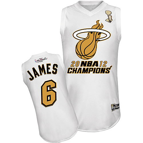 Majestic Miami Heat 6 LeBron James 2012 NBA Finals Champions White Jersey