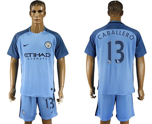 Manchester City 13 Caballero Home Soccer Club Jersey