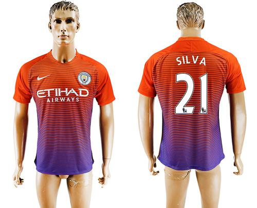 Manchester City 21 Silva Sec Away Soccer Club Jersey