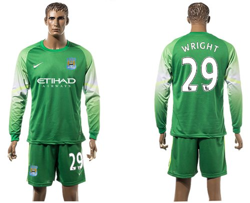 Manchester City 29 Wright Green Goalkeeper Long Sleeves Soccer Club Jersey
