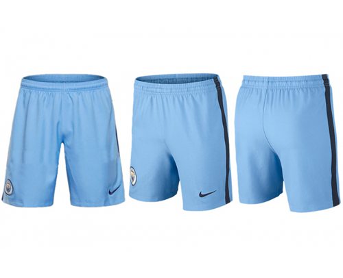 Manchester City Blank Blue Home Soccer Shorts