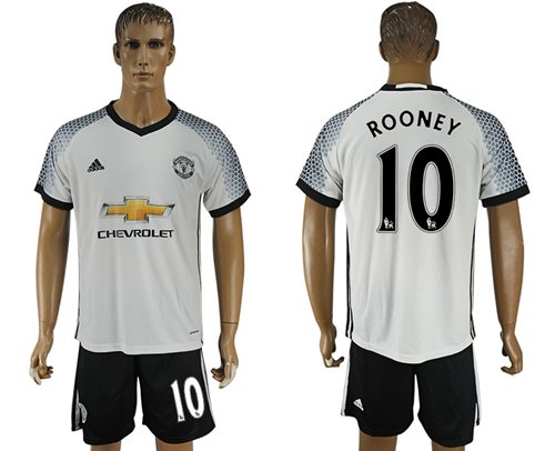 Manchester United 10 Rooney White Soccer Club Jersey