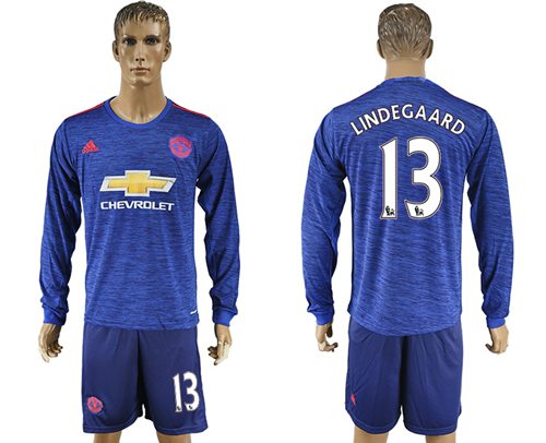 Manchester United 13 Lindegaard Away Long Sleeves Soccer Club Jersey