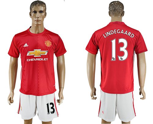 Manchester United 13 Lindegaard Red Home Soccer Club Jersey