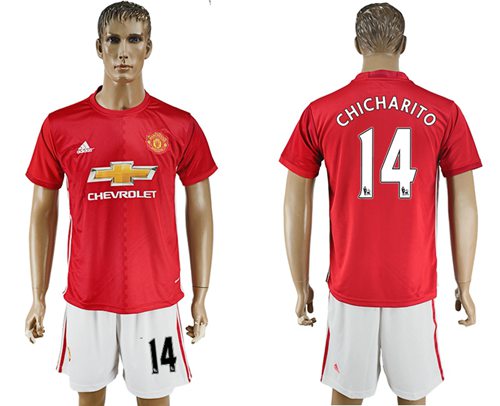 Manchester United 14 Chicharito Red Home Soccer Club Jersey