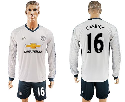Manchester United 16 Carrick Sec Away Long Sleeves Soccer Club Jersey
