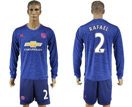 Manchester United 2 Rafael Away Long Sleeves Soccer Club Jersey
