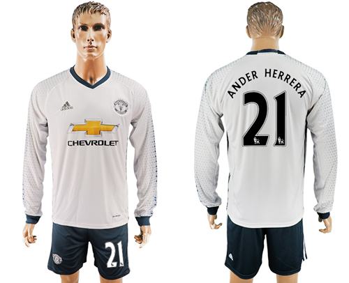 Manchester United 21 Ander Herrera Sec Away Long Sleeves Soccer Club Jersey
