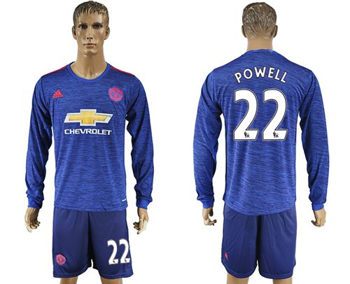 Manchester United 22 Powell Away Long Sleeves Soccer Club Jersey