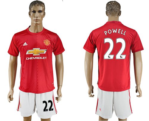Manchester United 22 Powell Red Home Soccer Club Jersey