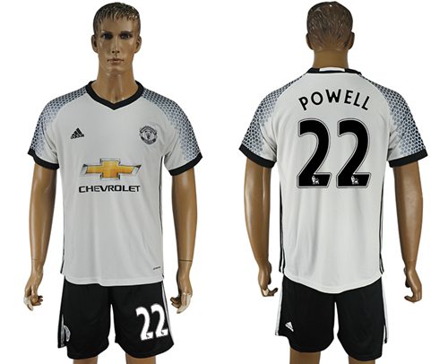 Manchester United 22 Powell White Soccer Club Jersey