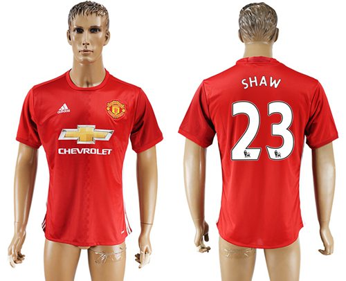Manchester United 23 Shaw Red Home Soccer Club Jersey