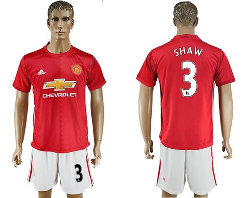 Manchester United 3 Shaw Red Home Soccer Club Jersey