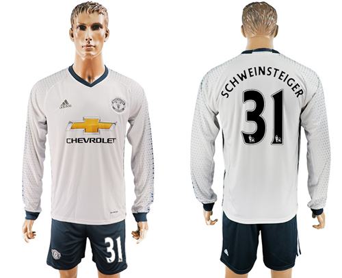 Manchester United 31 Schweinsteiger Sec Away Long Sleeves Soccer Club Jersey