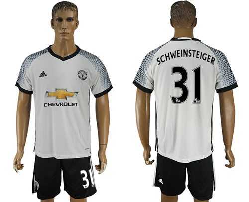 Manchester United 31 Schweinsteiger White Soccer Club Jersey