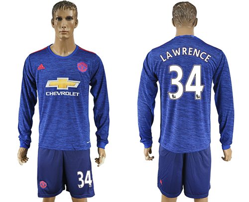 Manchester United 34 Lawrence Away Long Sleeves Soccer Club Jersey
