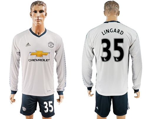 Manchester United 35 Lingard Sec Away Long Sleeves Soccer Club Jersey