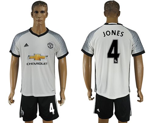 Manchester United 4 Jones White Soccer Club Jersey