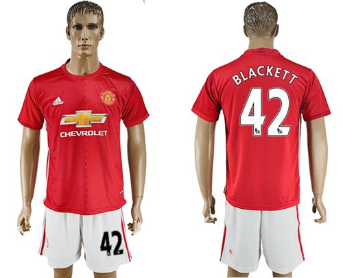 Manchester United 42 Blackett Red Home Soccer Club Jersey